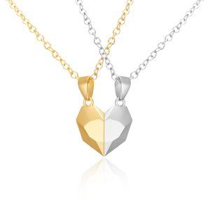 Heart Magnet Necklace Set for Couple -‎ Gold w/ Silver, Great Gift, Anniversary